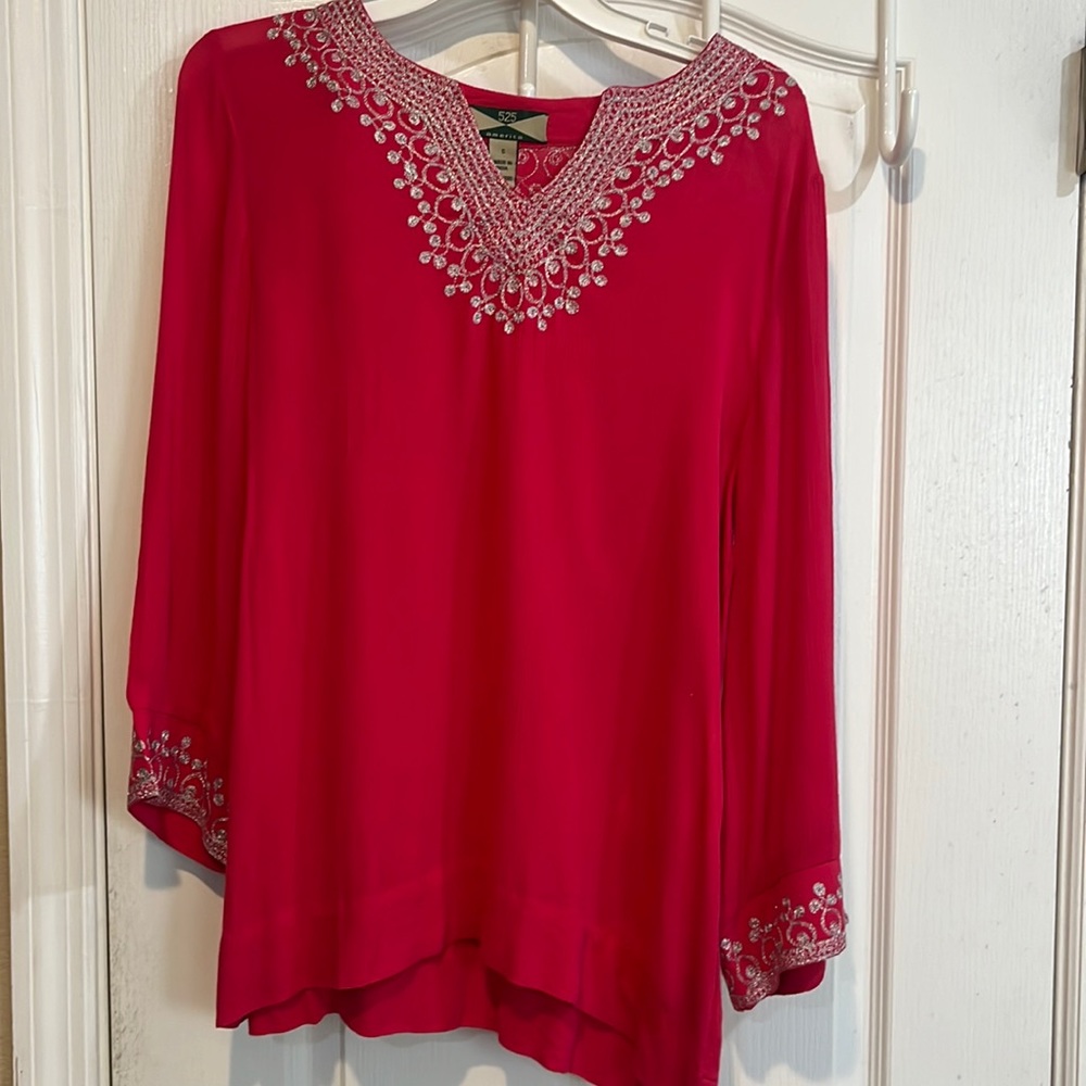 Womens Red Top with Silver Embellishment - SZ Small